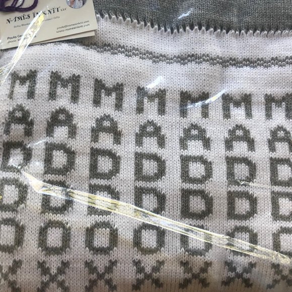Names in Knit Personalized Baby Blanket, Name MADDOX (light gray 24x44)